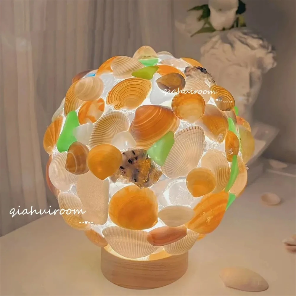 Handmade Shell Night Light para meninas, DIY lâmpada atmosfera romântica, decoração de cabeceira pequena, presente de aniversário para amigos, desktop