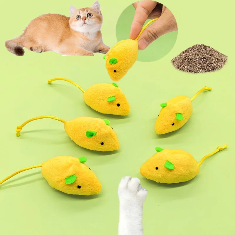 Catnip Interactive Plush Mouse - 5pcs Cat Chew Plush Toy Catnip