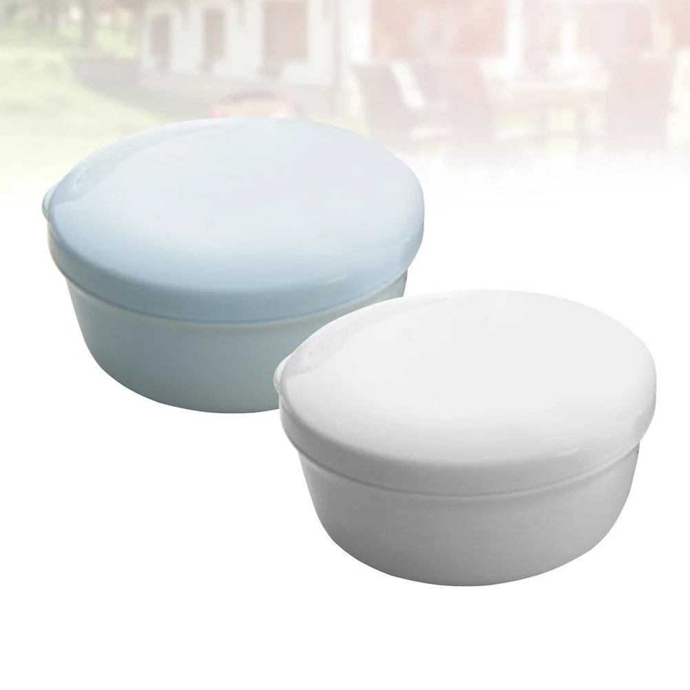 

2pcs Portable Box Round Plastic Holder Drainage Design For Shower Bathroom Kitchen Soap Container Soap Dish Storage Organizer