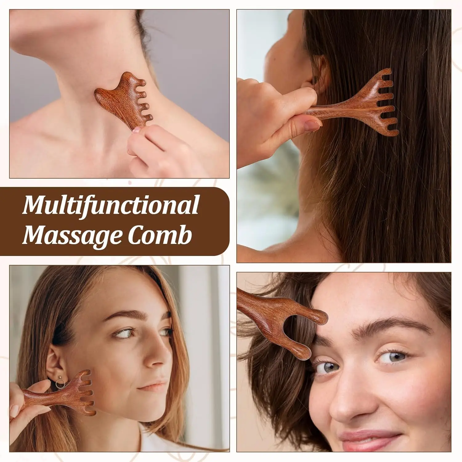 Gua Sha Scraping Massages Head Massage Meridian Comb Stimulate Scalp Circulation for Hair Growth Anti-Static Wide Tooth Design