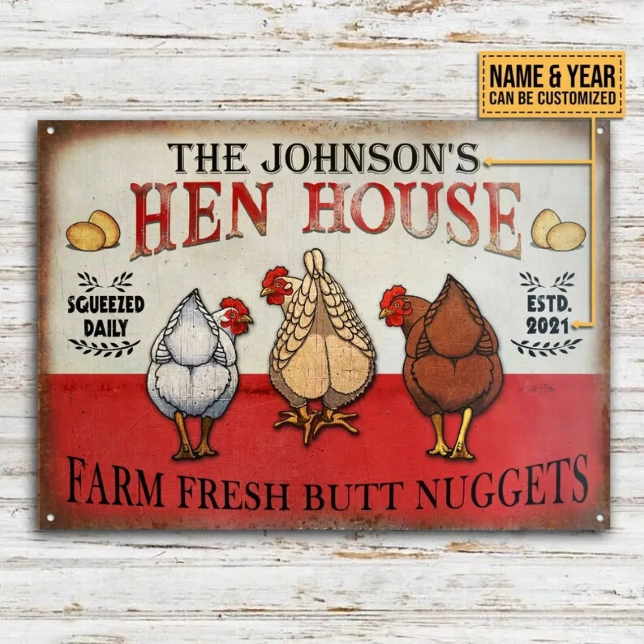 Classic Personalized Metal Chicken Coop Plaque, Custom 