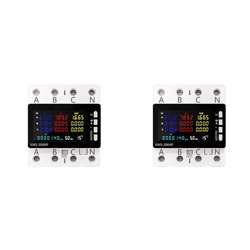 

【Горячая сделка!】2X KWS-306WF Wi-Fi Smart Power Meter Защитный переключатель напряжения Монитор тока и напряжения, реле, автоматический выключатель