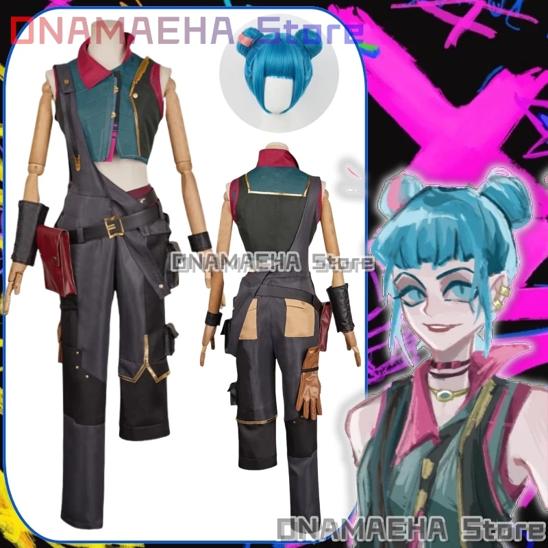 Arcane jinx-コスプレ衣装,ハロウィーンの衣装,かつら,マント,指のカバー,手袋,小道具のセット,粉末布,TV 2