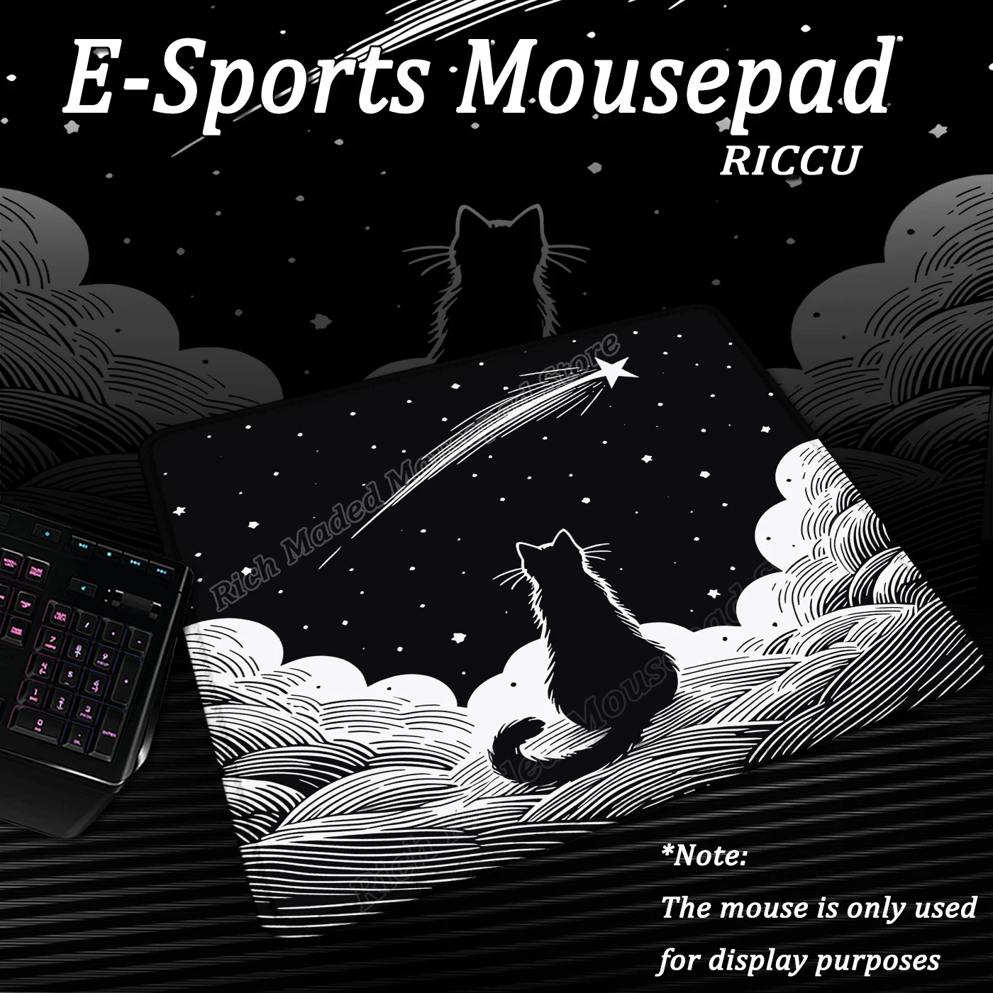 أسود أبيض القط ماوس الوسادة الصغيرة بساطتها مكتب الملحقات الكمبيوتر حصيرة مكتبية عدم الانزلاق المطاط الجدول الوسادة الرياضة الإلكترونية السجاد XS البساط #1