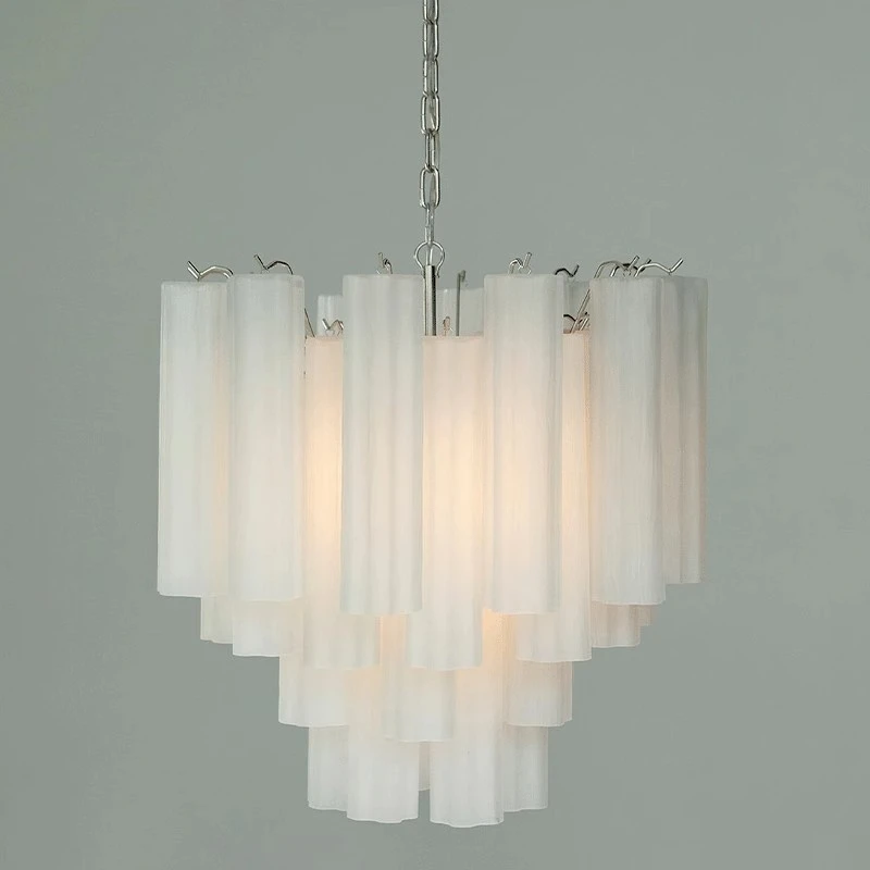 Żyrandol Art Deco z witrażowymi tubami, luksusowa lampa wisząca do wyspy kuchennej lub jadalni