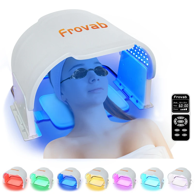 Frovab Gesichts-LED-Lichttherapie-Maske, LED-Gesichtsmaske, Hautpflege für Gesicht und Hals, hautstraffende Kollagenproduktion, reduziert Falten