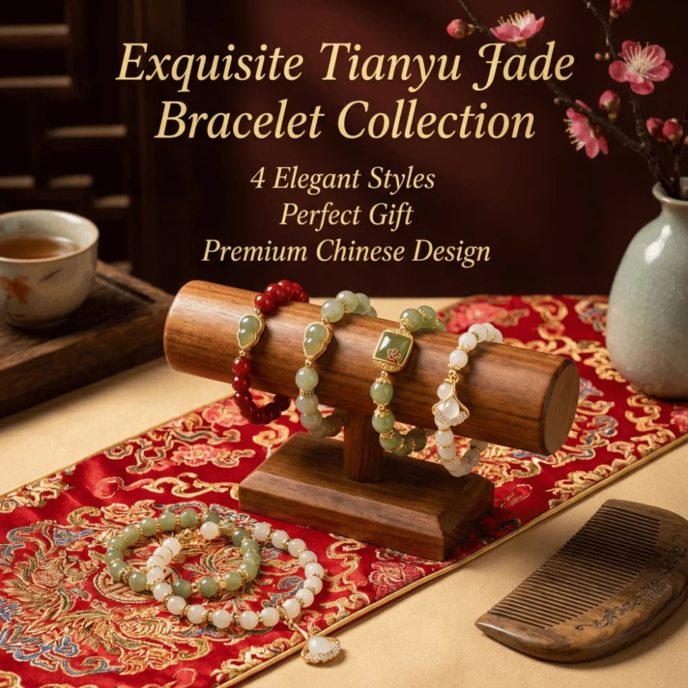 Chinese Style Hetan Jasper Bracelet Square Sugar Lotus Peanut Hotan Bracelet Exquisite Apricot Beaded Bracelet Anniversary