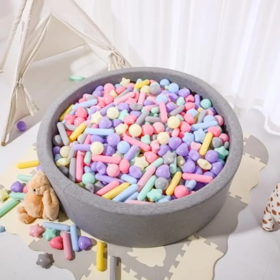 500 Stück Bällebadbälle für Kleinkinder Macaron, verschiedene Formen, zerkleinerungssichere Kunststoff-Spielzeugbälle, Bällebäuer, Spielzelt, Baby-Pool, Wasser