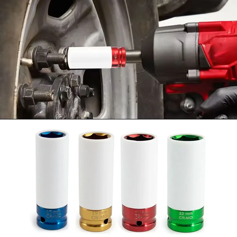 

1pc Car Tire Removal Repair Tool Hand Disassembly Tools Automotive Wheel Nut Socket 1/2" Drive Socket Set Protective Sleeve