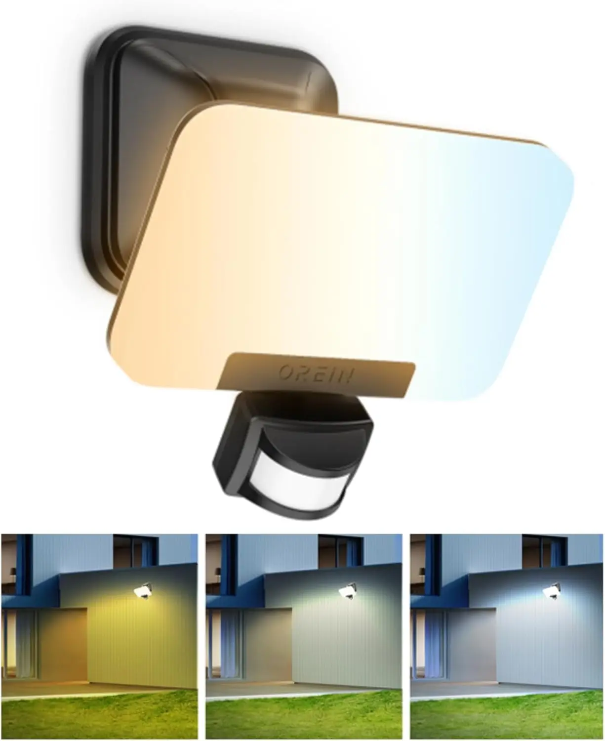 

3CCT Outdoor Flood Lights 35W 3500LM, Motion Sensor Security Lights, IP65 Waterproof, 6000K/4000K/2700K, Dusk to Dawn, for Garag