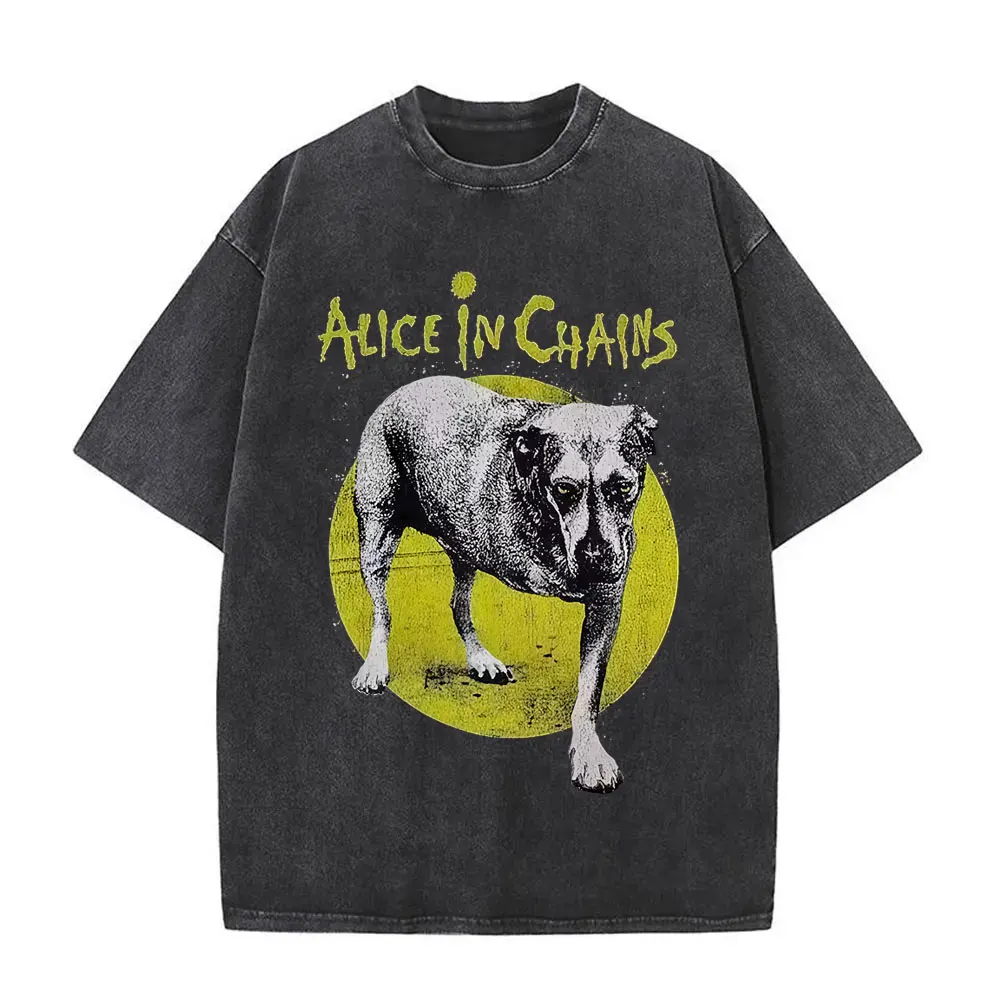 

Limited Washed Vintage Rock Band Alice in Chains T-shirt Men Women Retro Gothic Punk T Shirts Men's Casual Oversized T-shirts