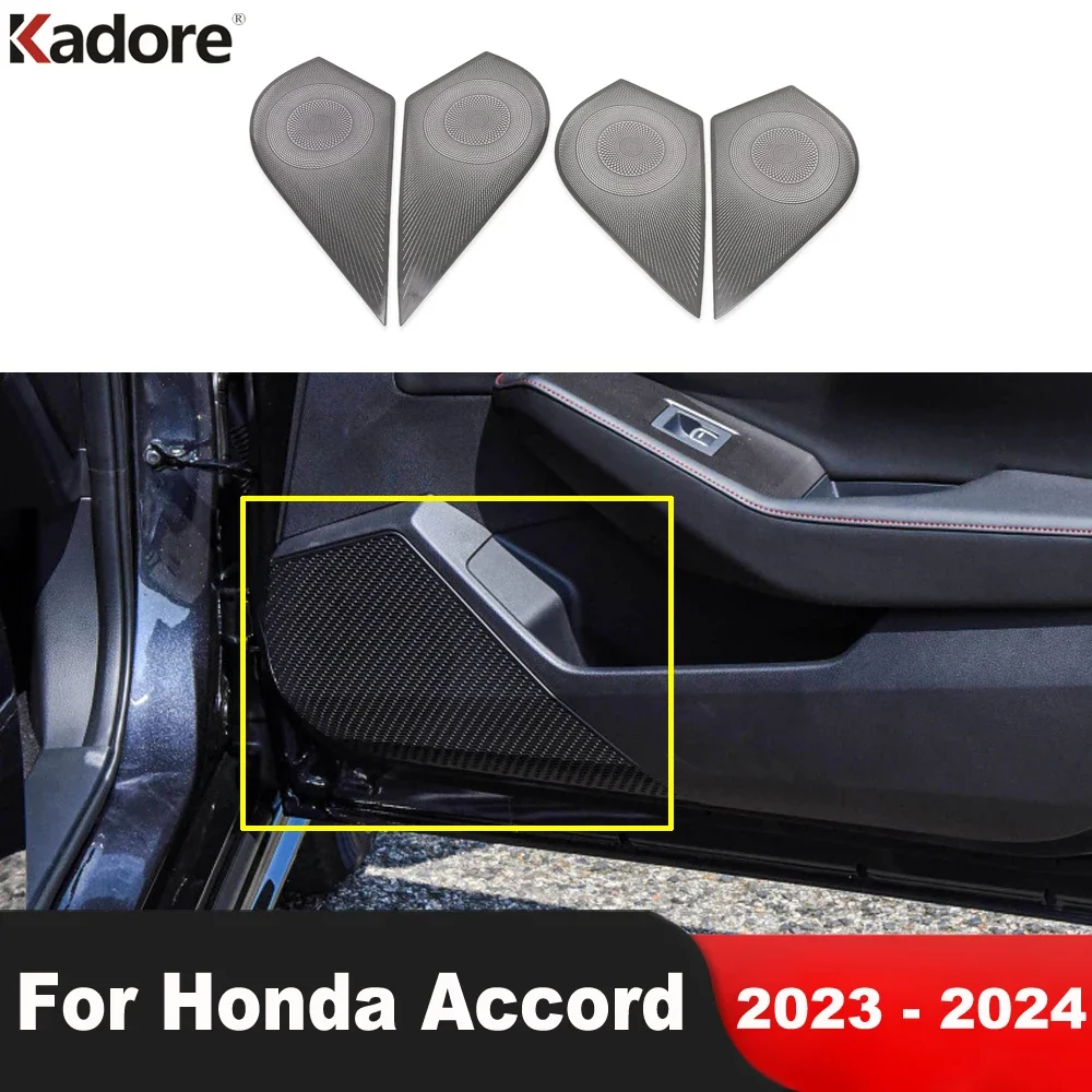 Car Inner Door Audio Speaker Cover Trim For Honda Accord Sedan 2023 2024 Stainless Steel Loudspeaker Frame Interior Accessories