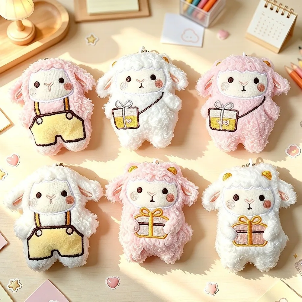 Chinese Zodiac Sheep Plush Keychain Soft Multi Colors Fluffy Curly Sheep Keychain Cartoon Stuffed Lamb Pendant
