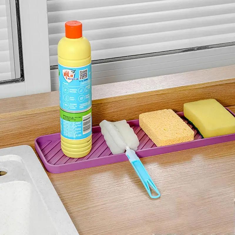 Kitchen Organizer Tray Organizer Sponge Silicone Holder Silicone Non-Slip Sponge Tray Heat Insulation Sponge Holder Mat For Sink