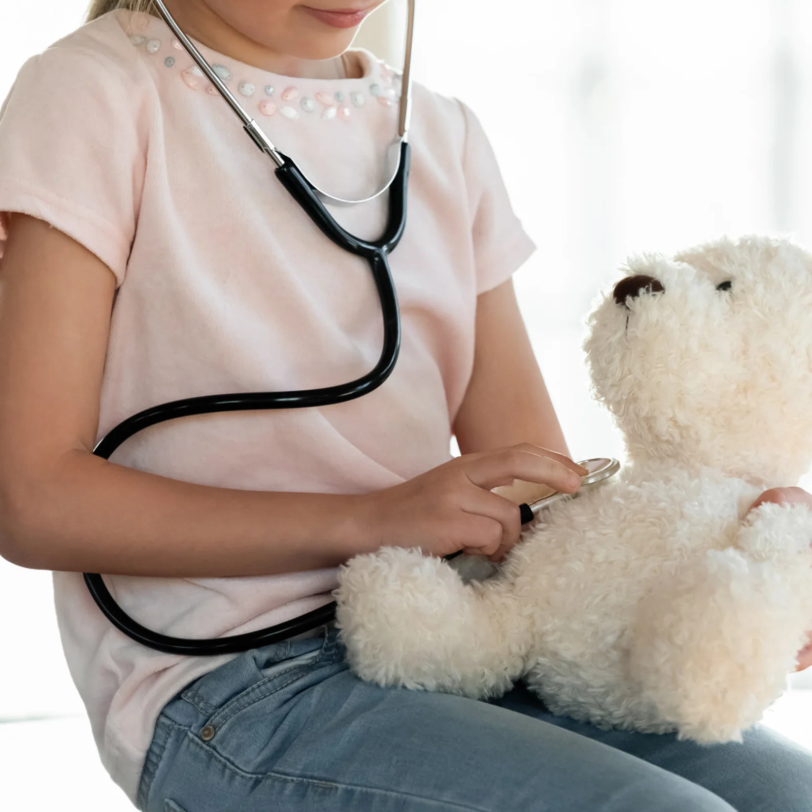 Estetoscopio negro para niños, equipo médico de simulación, juego educativo de simulación para niños, desarrollo de creatividad, 1 Uds.