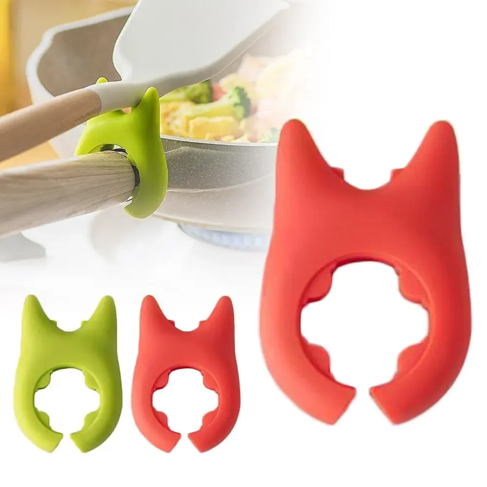 1PC Silicone Anti-overflow Pot Lid Clip Anti-scalding Spoon Holder Support Rack Kitchen Gadgets Universal Spatula Bracket Clip