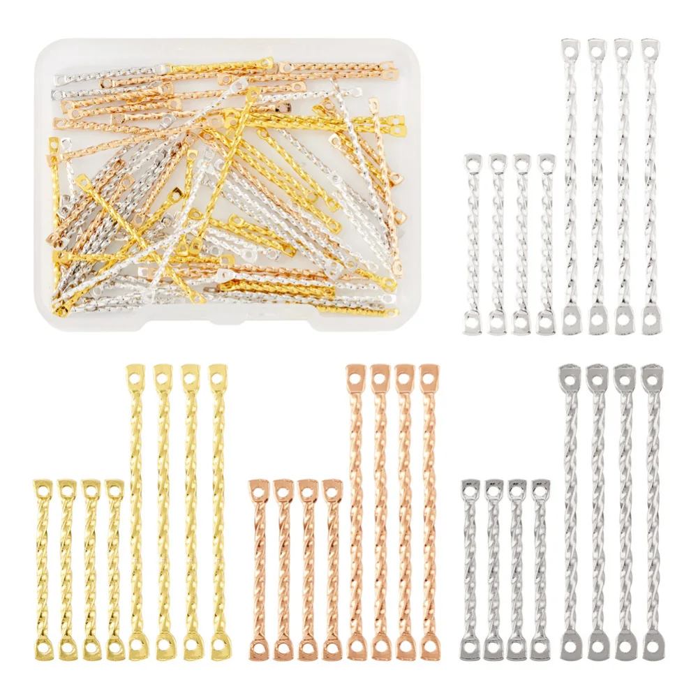 

80Pcs Brass Textured Links Thin Stick Links Connector Charms for Jewelry Making Handmade DIY Bracelet Earring Necklace Craft