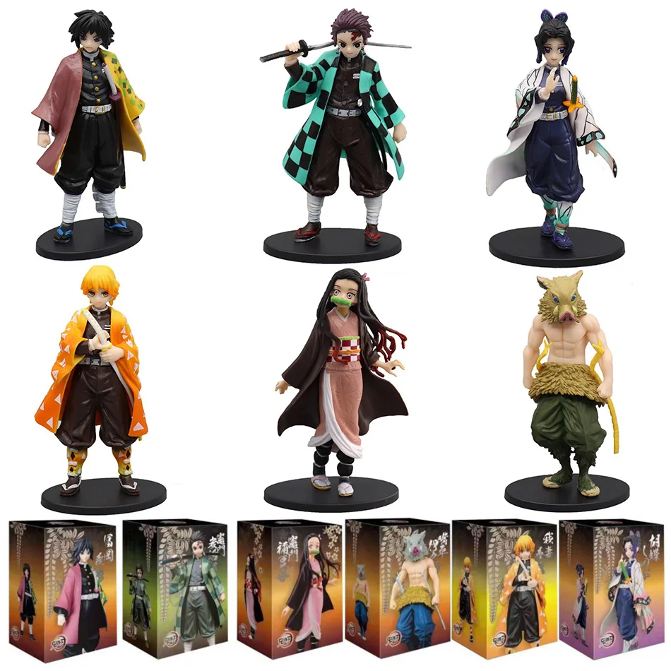 Anime Kamado Tanjirou Nezuko Demon Slayer Figure Action Figures PVC Model Toys Zenitsu Figurine Inosuke Kimetsu No Yaiba Figura