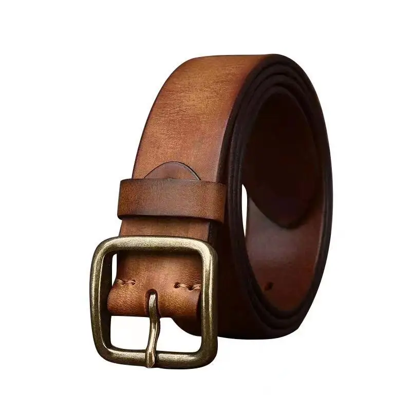 3.8CM New Vintage Fashion Trendy Belt, Men\'s Genuine Leather Needle Buckle, Pure Cowhide, Simple And Versatile Jeans Belt