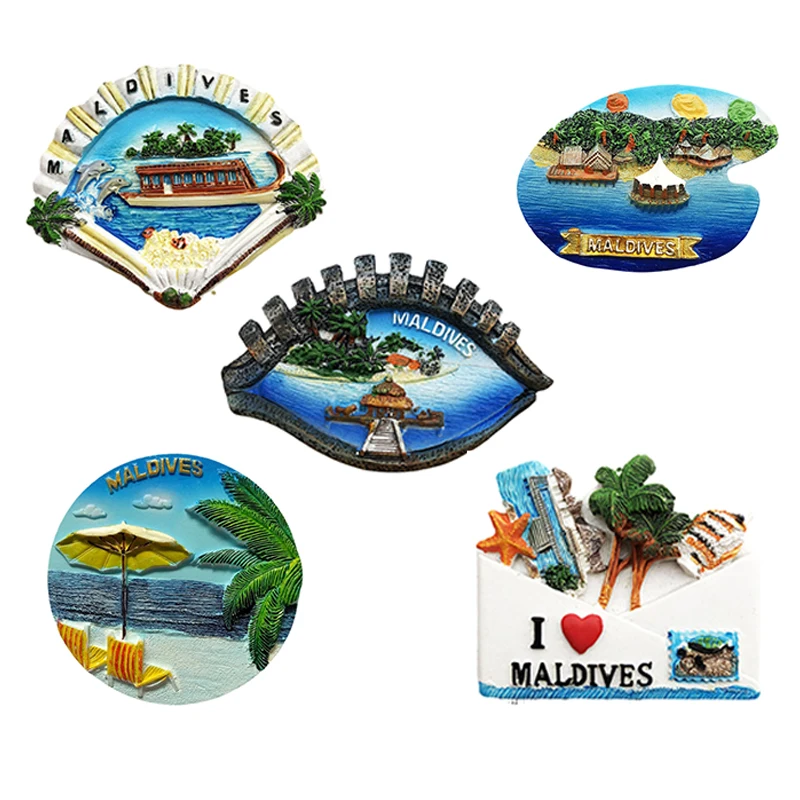 Refrigerator Magnets Maldives Seaview Island Tourism Souvenir Resin Refrigerator Magnets Kitchen Accessories Decoration Home