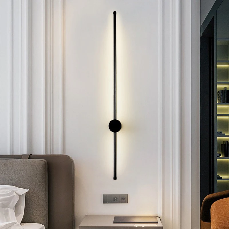 80CM LED Wall Lamp Long Strip Black Light Bedroom Bedside Lights Nordic Decorative Luminaires Line Light Background Home Decor