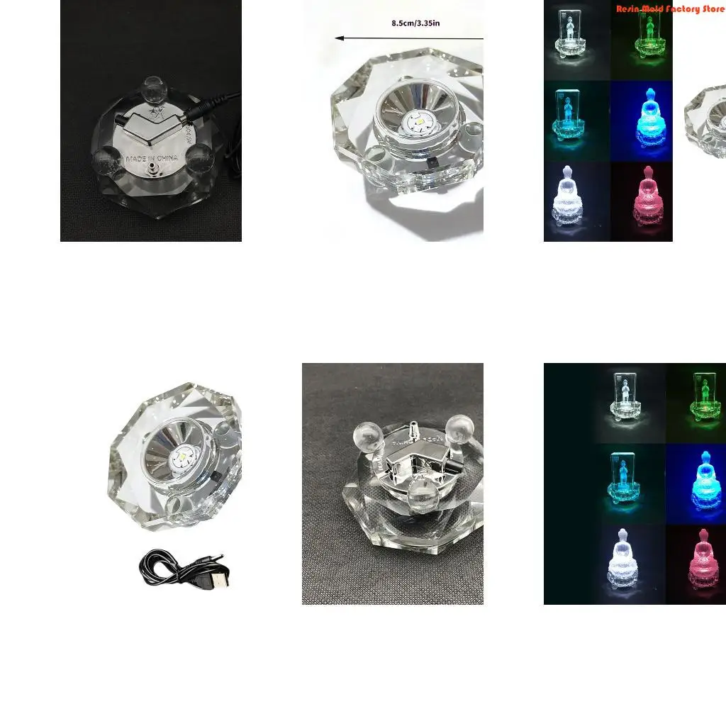 

MXME USB Operated Decorative Light Base Featuring 7 Chromatic Modes for Showcasing Glass Craft In Secure ABS Housing