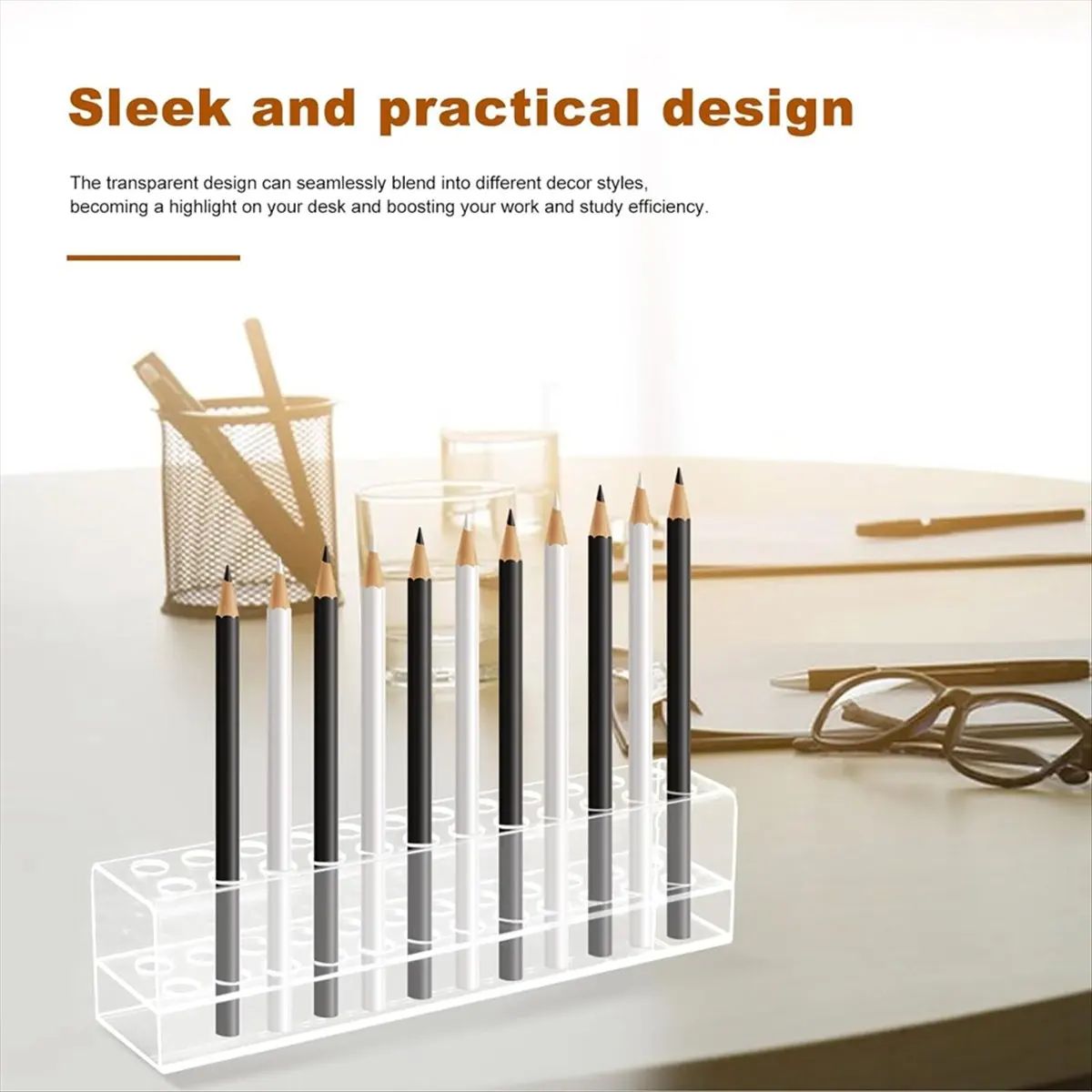 AA14 Acrylic Pen Holder, 24-Slots Pen Display Stand Clear Pen Holder Pencil Display Stand Eyebrow Pen Stand Art Brush Rack