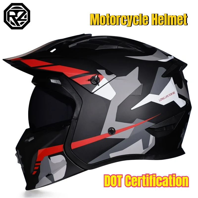 

ORZ DOT Certification Motorcycle Helmet Full Face Combination Helmets Detachable Seasons Moped Cruiser Motocross Helmet Шлем