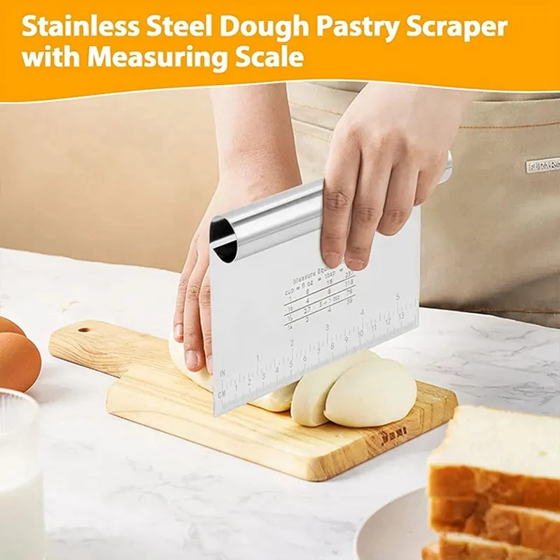Dough Pastry Scraper Chopper Baking Cake Cutter With Measuring Scale Bread Separator Knife Cooking Tools 3PCS