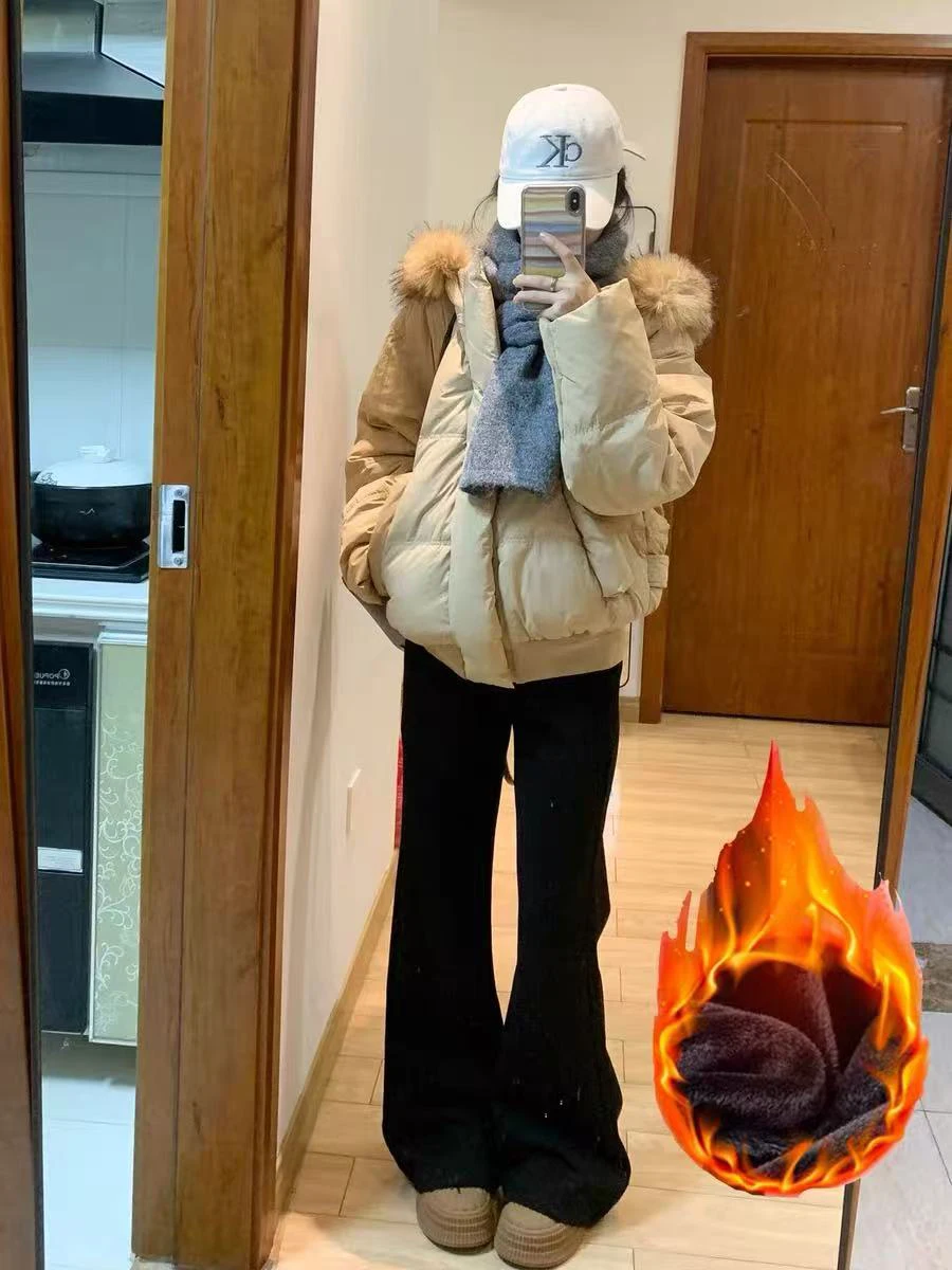 

Плюс Размер Fce Lined Thi Прямые Джинсы Женские Высокая Талия Утягивающие Эластичные МикроРасклешенные Брюки Повседневные Хлопковые Эластичные Джинсы