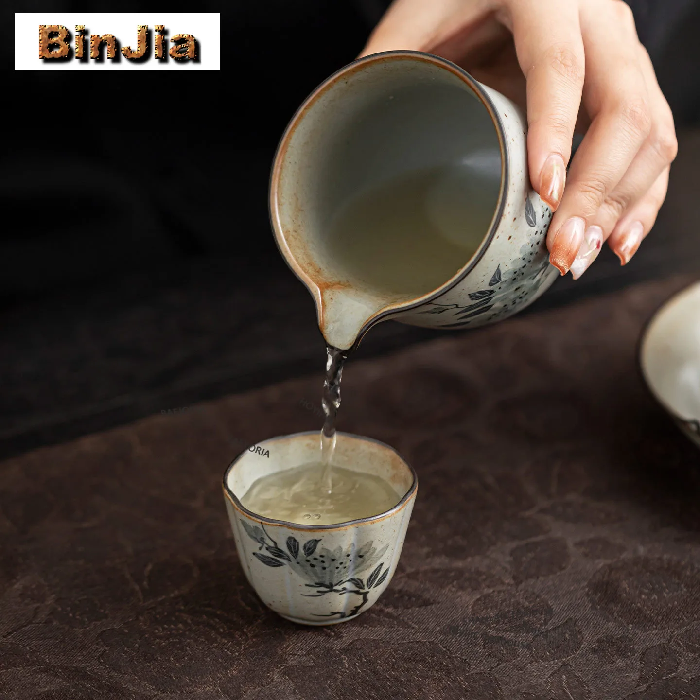 250ml Hand-painted Peony Tea Pitcher Divide Tea Cha Hai Dispenser Household Justice Cup Fair Mug Tableware Ornaments Supplies