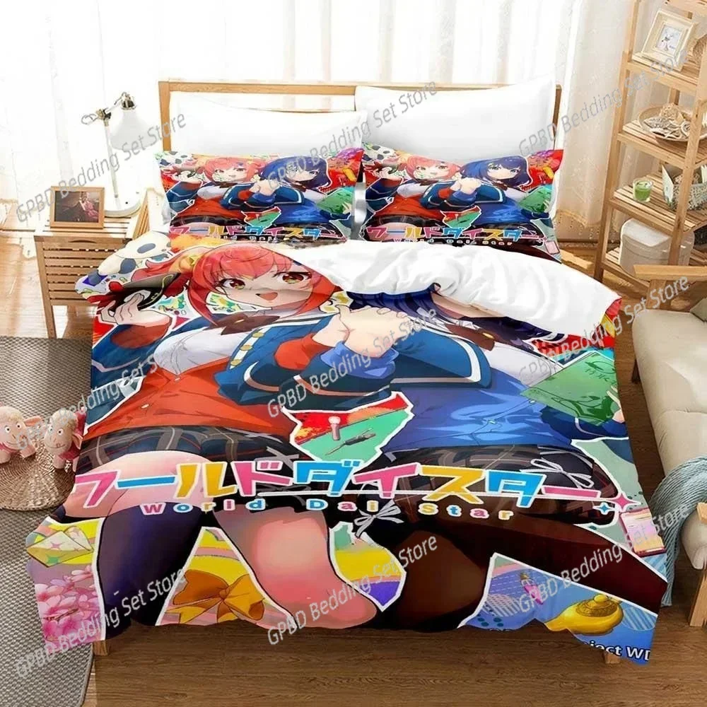 

Anime Kawaii Girl World Dai Star 3D NEW Duvet Cover Pillowcase Bedding Set Adult Boy Girl Bedroom Decoration Single Double Large