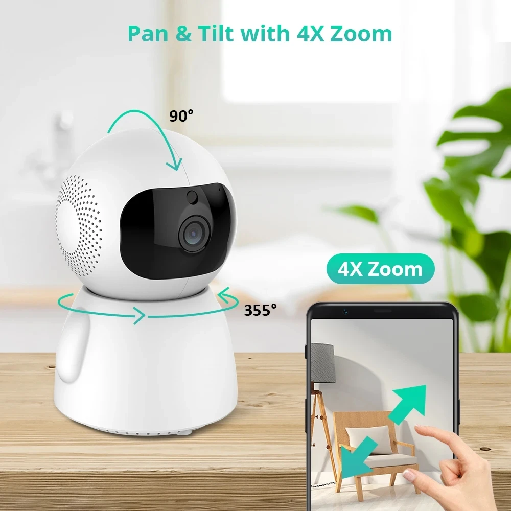 3MP 1296P   4X Zoom ICsee APP WIFI IP Dome  Camera AI Humanoid Home Security CCTV Baby Monitor