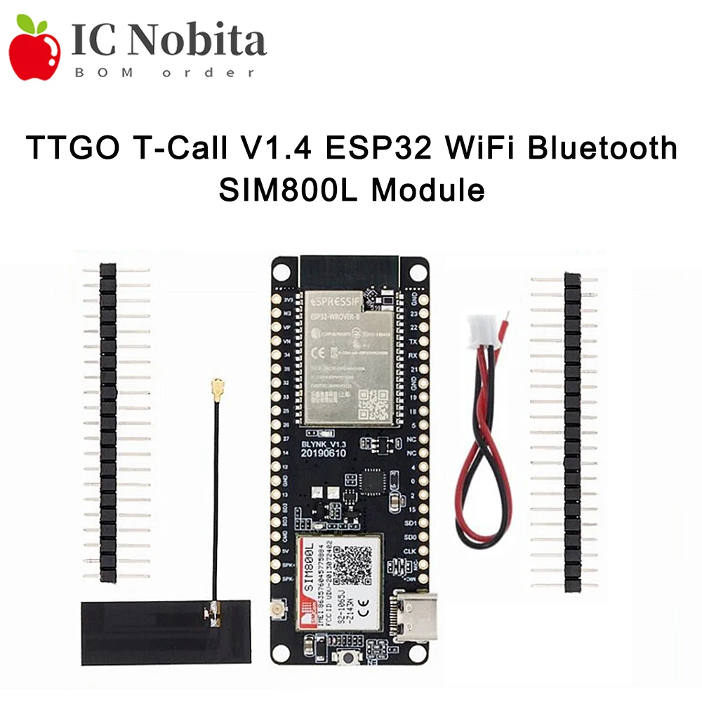 Placa de Desarrollo TTGO T-Call V1.4 ESP32 WiFi Bluetooth SIM800L con Ranura para Tarjeta SIM, Antena GSM GPRS, IoT Inalámbrico