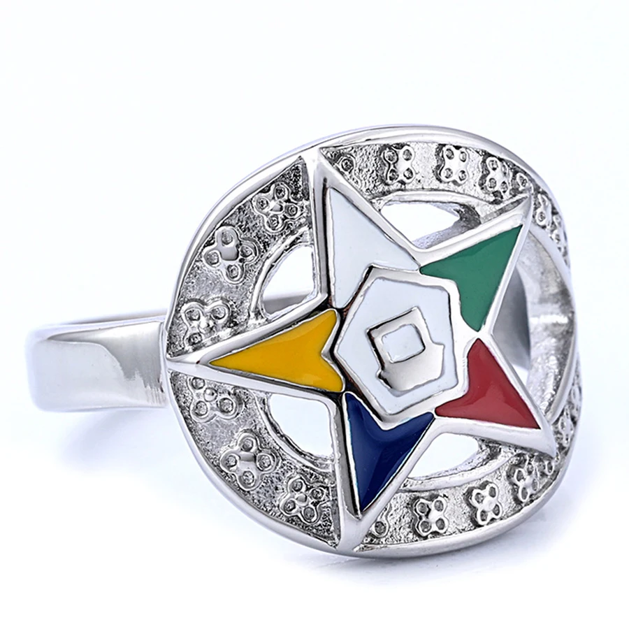 Ladies OES Jewelry Stainless Steel Silver Masonic Freemason Ring The Order of Eastern Star Rings for Women