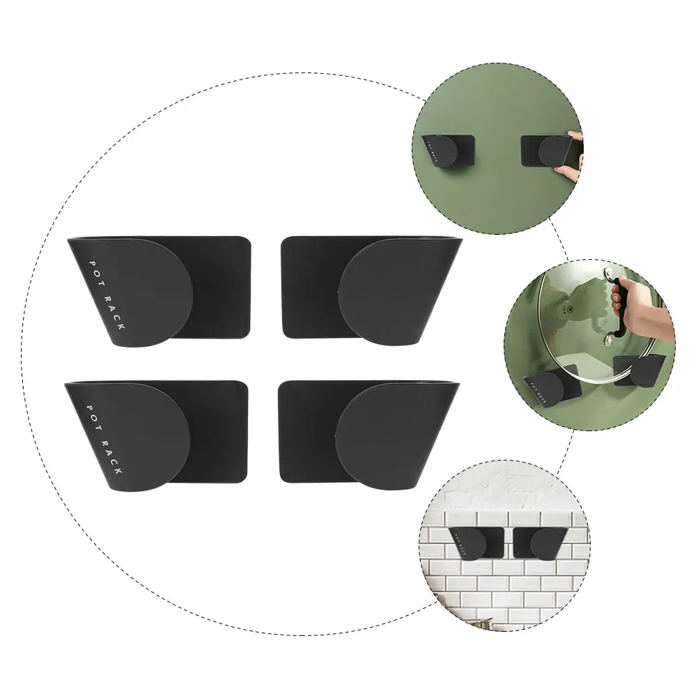 

4pcs Pot Lid -Mounted ABS Thickened Corrosion-Resistant Kitchen Cabinet Storage Stand Organizer Hooks