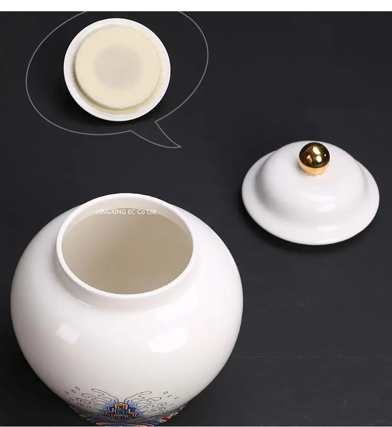 Tea Container Ceramic Enamel Color Cans Large-capacity Airtight Pu'er Box Household Coffee Beans Storage Candy