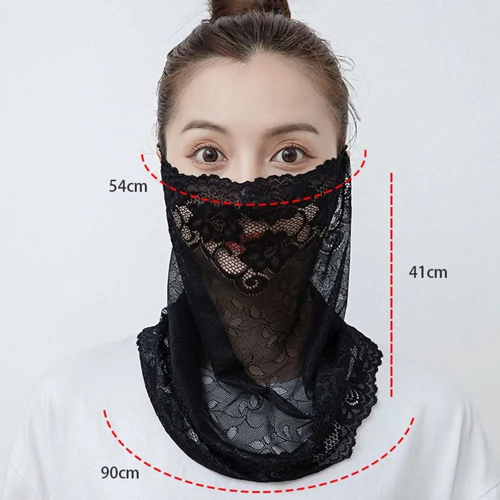 Écharpe de protection solaire en dentelle pour le visage, bandana réutilisable, bande de sauna pour les oreilles, anti-UV, lavable, nouveau, été