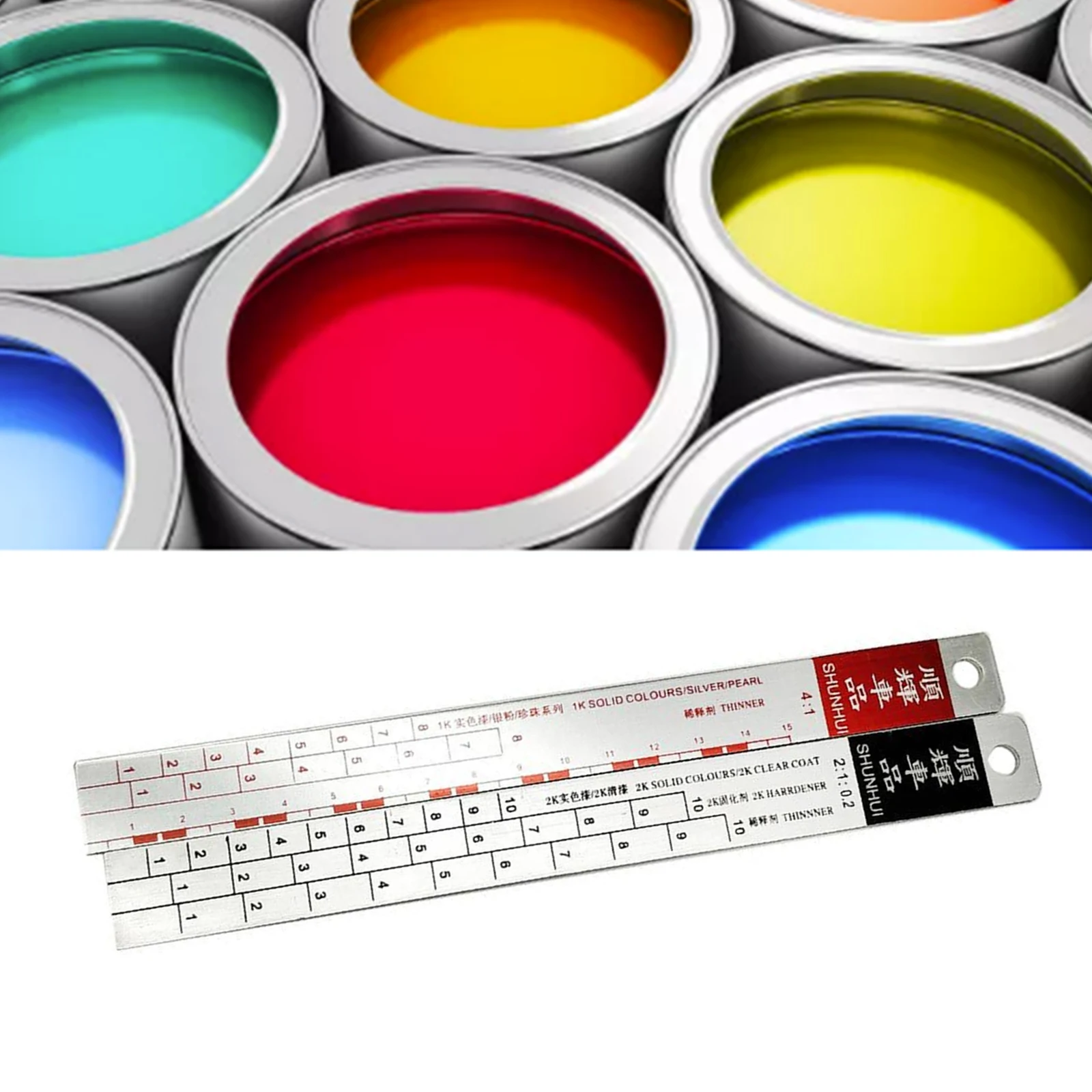 Mixing Tool Standard Car Paint Ruler Suitable for Cars Paint Ruler Ruler Paint Tool Black/R-ed Rulers Drop shipping