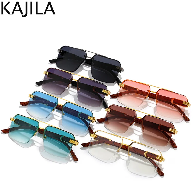 Rimless Square Sunglasses Men Vintage Frameless Sun Glasses for Women 2024 New Trendy Computer Reading Eyeglasses Shades UV400