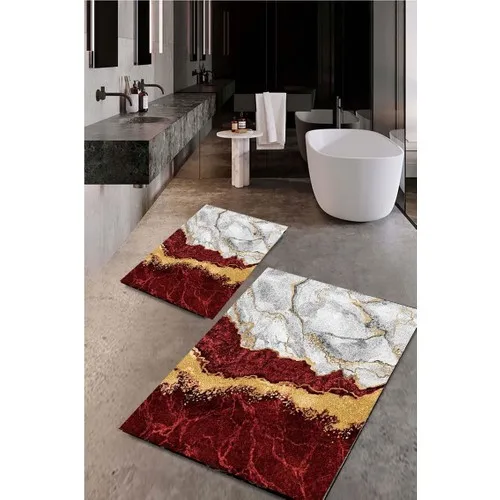 Drop Bath Mat Rug Toilet Seat Pad Washable Anti-Slip Soles 2li