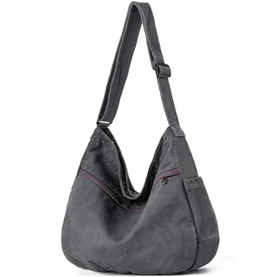 

Canvas Hobo Crossbody Shoulder Tote Bag for Women and Men Large Purse Messenger Bag Travel Work Shopping