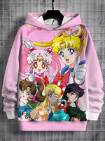 Cartoon Sailor Moons 3D Print All Seasons Children Casual Sweatshirt Cool Pullover Tops Unisex Clothes Boy Girl Hoodies