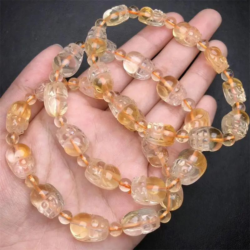 10MM Natural Citrine Pixiu Bracelet For Women Men Love Gift Crystal Beads Strands Jewelry Gift 1PCS