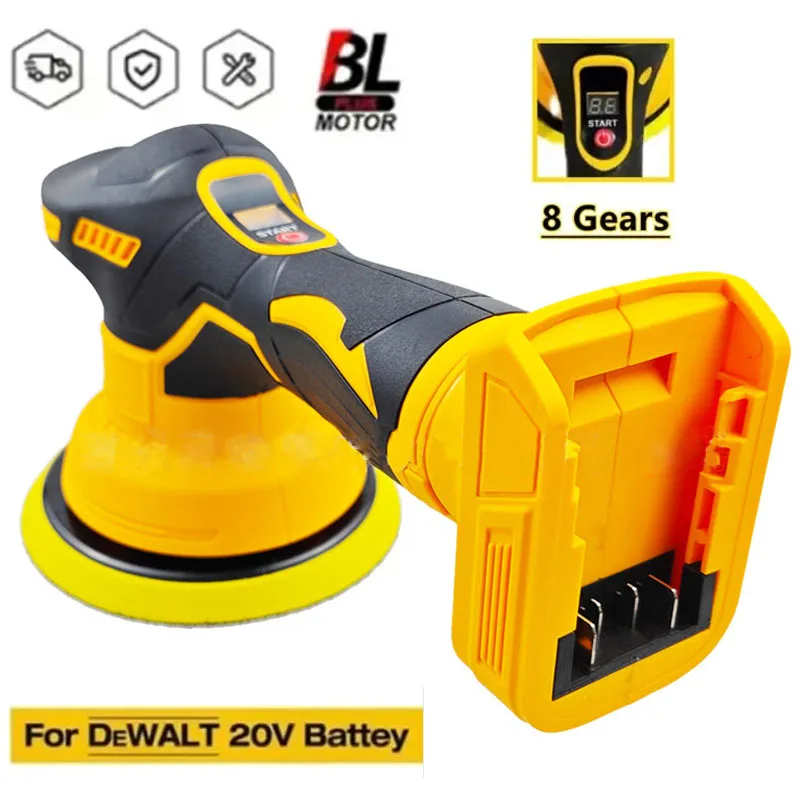Fit for DeWALT 20V Battery Electric Car Polisher 8 Gears Cordless Auto Polishing Machine Waxing Sanding Sealing Power Tools