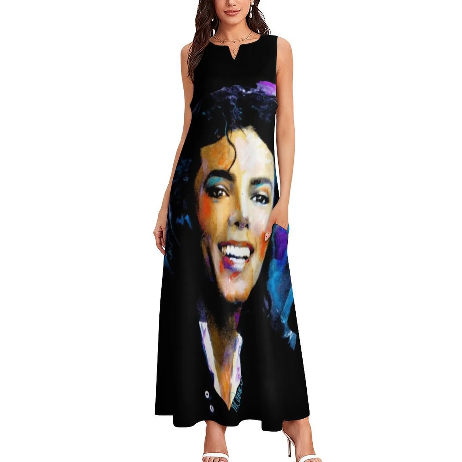 Michael Iconic Smile Jackson Pop Art Portrait Long Dress clothes for women dresses for womens