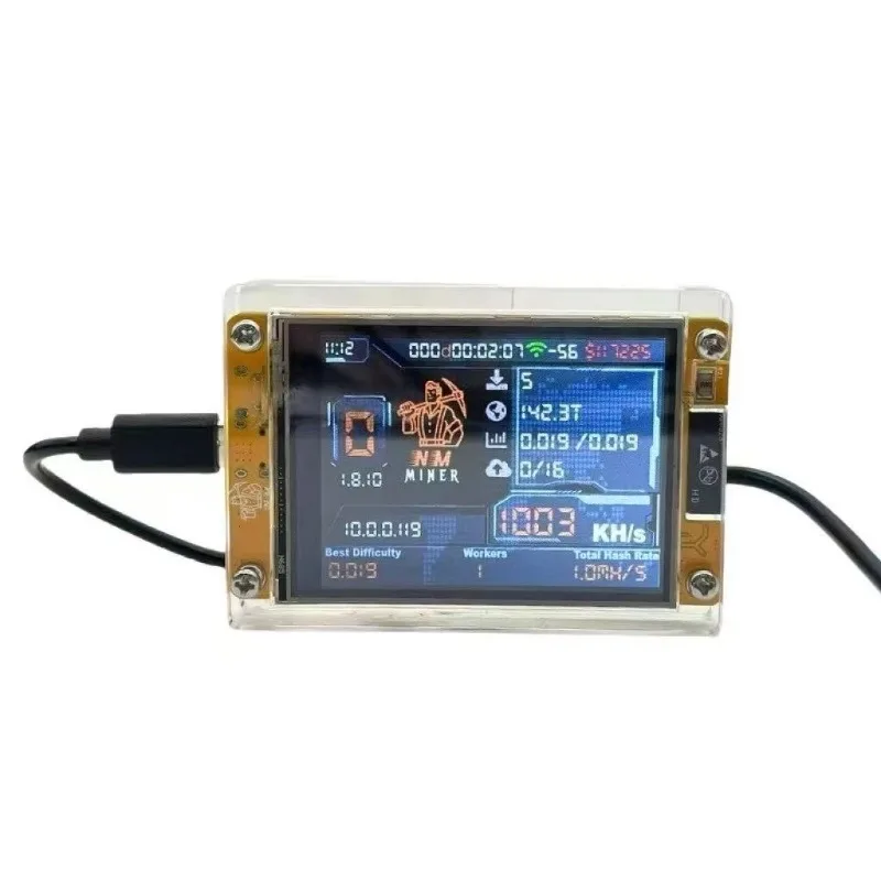 V2 1060KH/s acrylic case with 2.8-inch display, ESP32-2432S028R development board with software installed