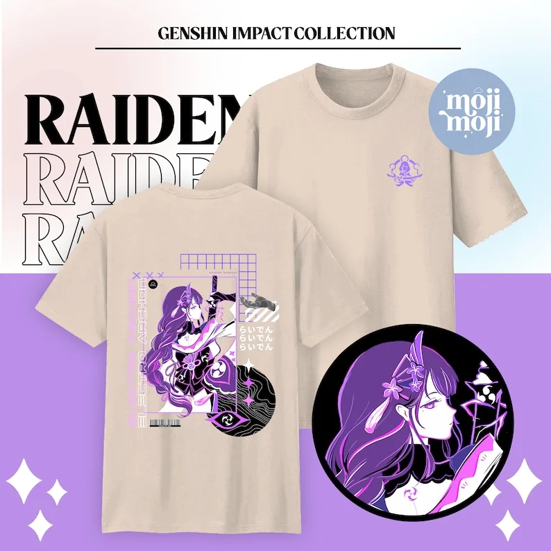 Impact  Shirt, Raiden Shogun, Genshin T-shirt, Gamer Shirt, Gaming T-shirt, Raiden Merch, Cute Anime