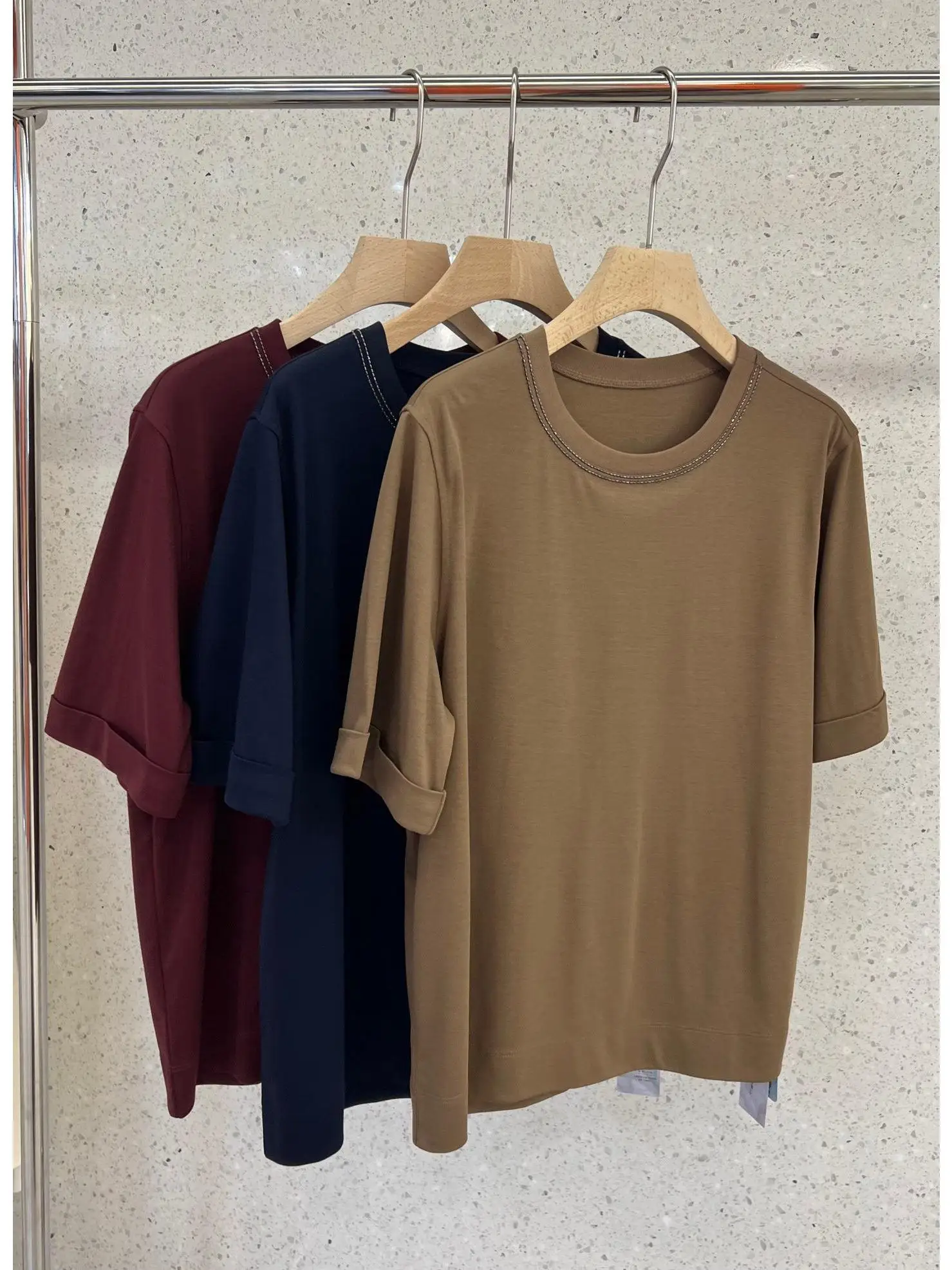 Summer chain round neck casual commuting versatile short sleeved T-shirt top for women