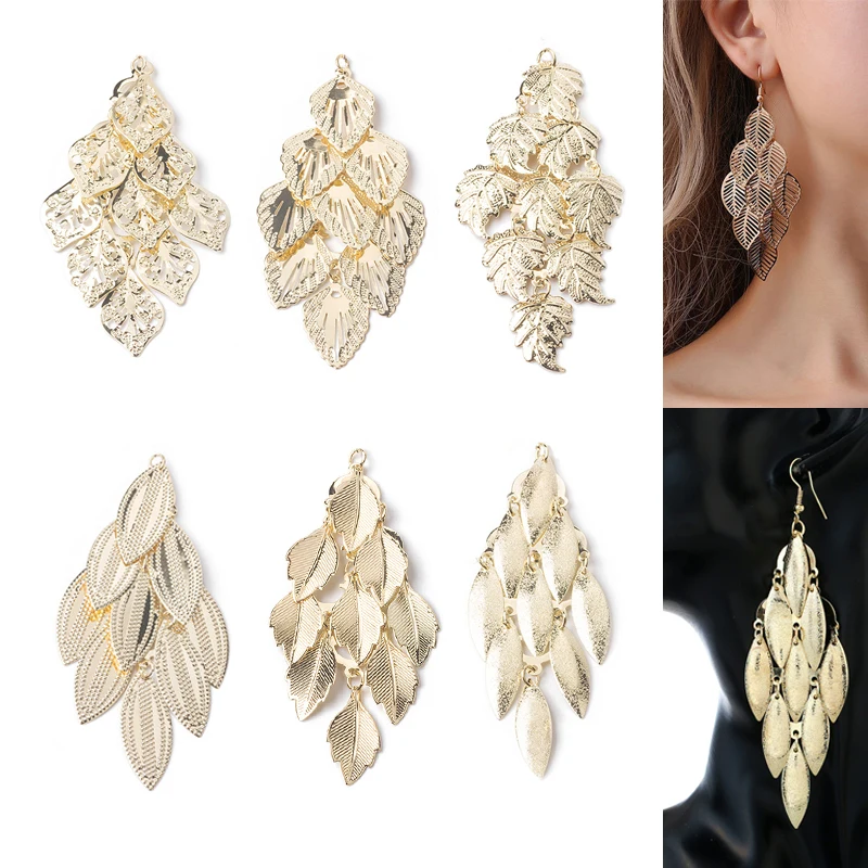 Engood 60 قطعة مبالغ فيها متعدد الطبقات يترك المعلقات زر الخياطة تقليم الزينة الحرفية مشبك DIY بها بنفسك مجوهرات القرط قلادة